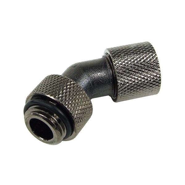 10/8mm compression fitting 45- revolvable G1/4 - knurled - black nickel