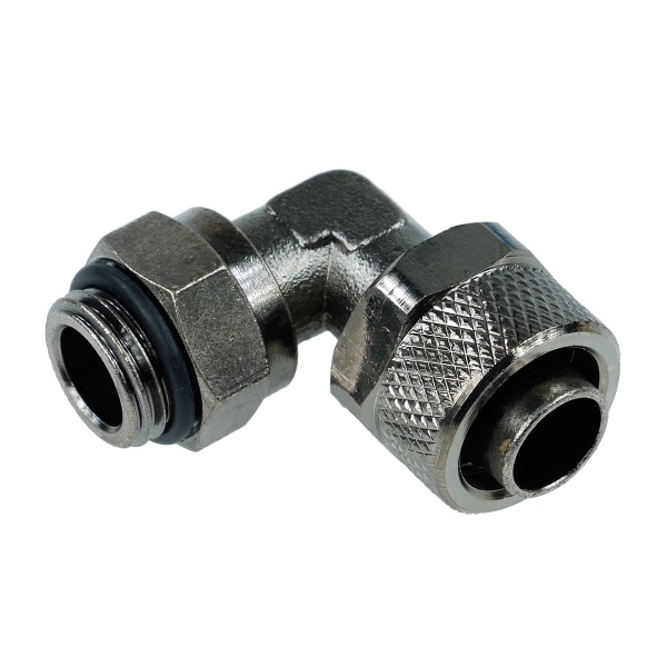 13/10mm (10x1,5mm) compression fitting 90- revolvable outer thread 1/4 - black nickel