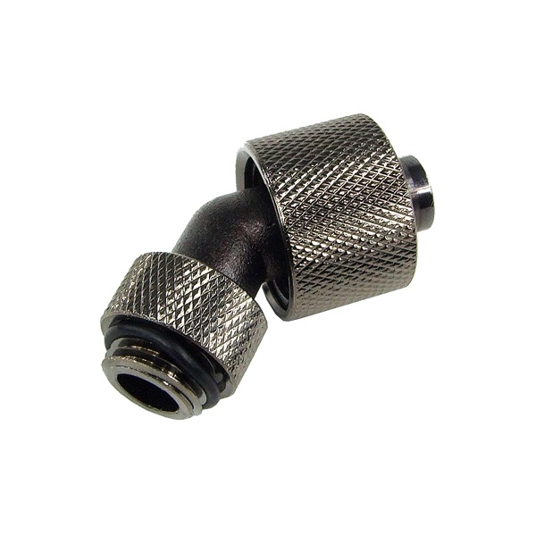 16/10mm compression fitting 45- revolvable G1/4 - knurled - black nickel