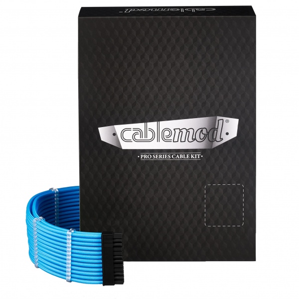 CableMod C-Series Pro ModMesh Sleeved 12V-2x6 12VHPWR Dual StealthSense Cable Kit for Corsair RMi, RMx (Black Label) - Light Blue