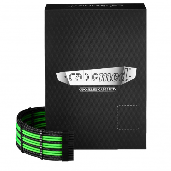 CableMod C-Series Pro ModMesh Sleeved 12V-2x6 12VHPWR Dual StealthSense Cable Kit for Corsair RMi, RMx (Black Label) - Black/Light Green