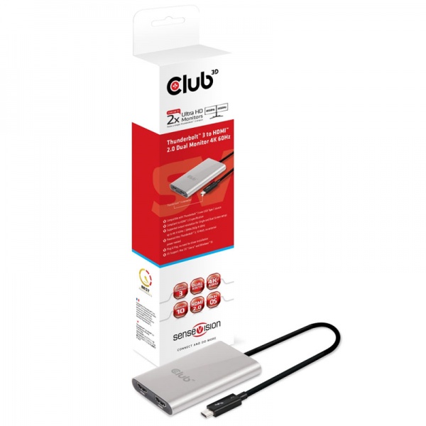 Club3D Club 3D Thunderbolt 3 on HDMI 2.0 2x monitor 4K60Hz