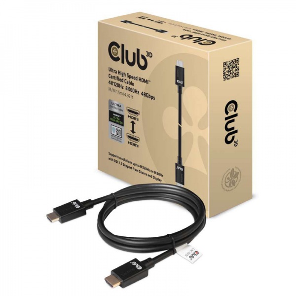 Club3D Club 3D Ultra High Speed HDMI 4K120Hz, 8K60Hz cable 48Gbps St./St. - 1.5m