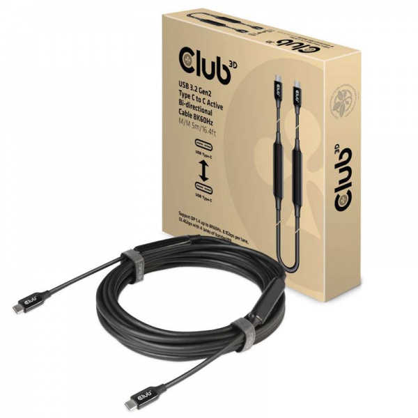 Club3D Club 3D USB 3.2 Gen2 Type-C Active Bi-Direc 8K60HZ, PD 60W cable - 5m