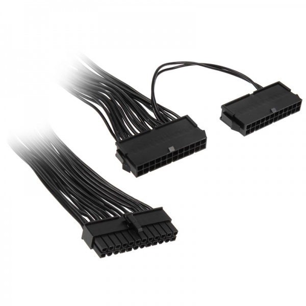 Dual power supply adapter 24-pin, black, 15cm