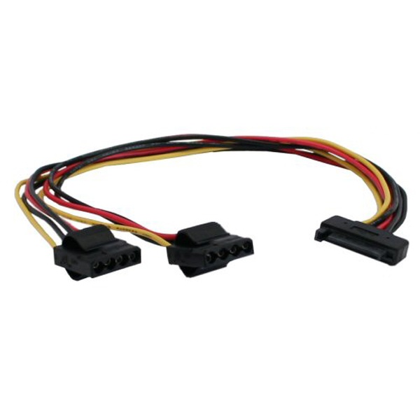 SATA Strom-Y-cable, SATA socket to 2x 4Pin Molex plug 30cm