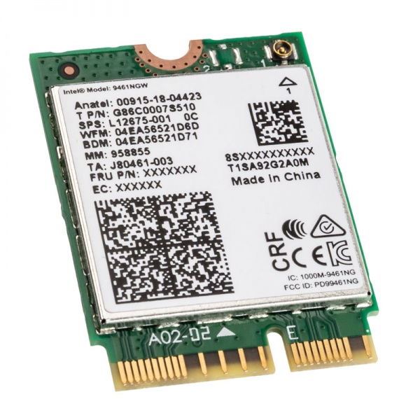 Intel Dual Band Wireless AC 9461, WiFi + Bluetooth 5.0 Adapter - M.2 / E-key, CNVi
