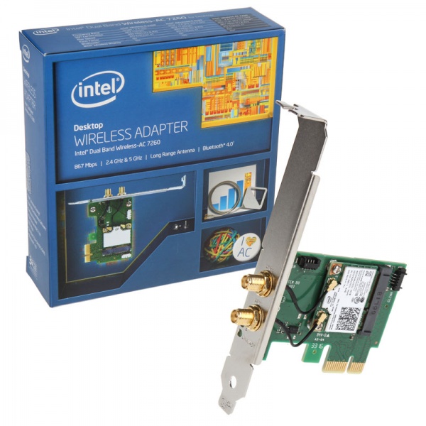 Intel Wireless AC 7260, WLAN + Bluetooth 4.0 Adapter PCIe x1