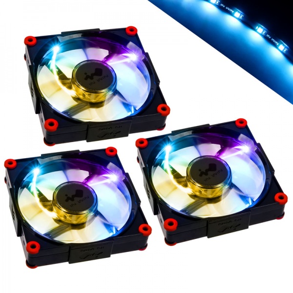 IN WIN Aurora RGB LED Fan, 120mm, Set of 3 - Black / Red