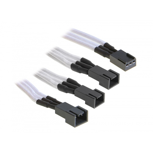 BitFenix 3-pin to 3 x 3-pin adapter 60cm - sleeved white / black