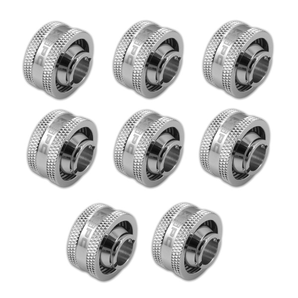 XSPC G1/4 to 1/2 ID 3/4 OD Compression Fitting V2 - Chrome (8 Pack)