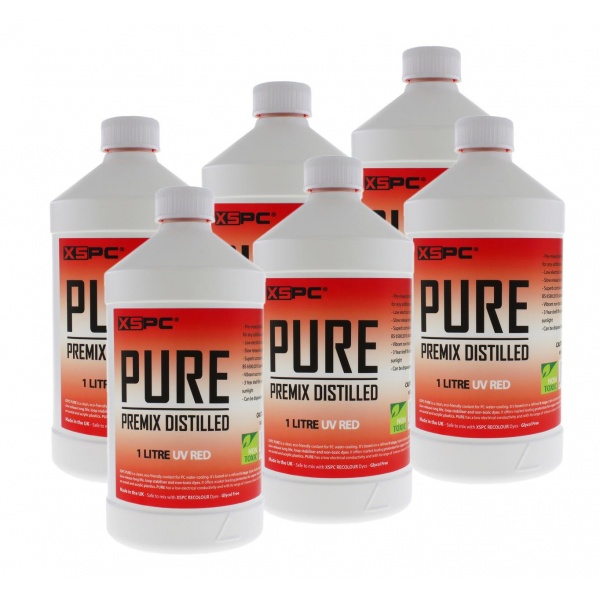 XSPC PURE Premix Distilled Coolant - UV Red (6 Pack)