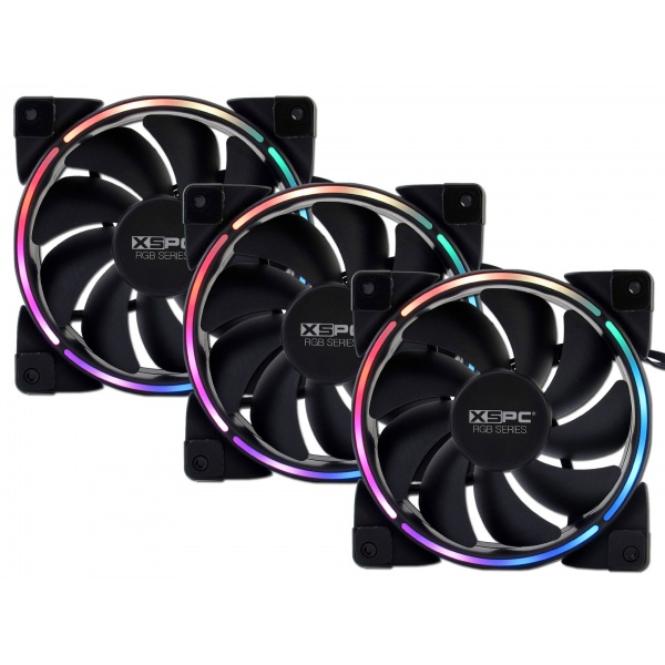 XSPC RGB Series 120mm Fan - PWM 800-2200RPM - 5V 3Pin Addressable RGB (3 Pack)