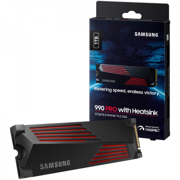 SAMSUNG 990 PRO Series NVMe SSD, PCIe 4.0 M.2 Type 2280, with heatsink - 1TB