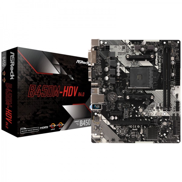 ASRock  B450M-HDV R4.0, AMD B450 Mainboard - Sockel AM4