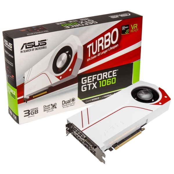 ASUS GeForce GTX 1060 3G Turbo White 3072 MB GDDR5 GCAS 222