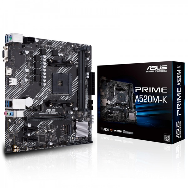 ASUS PRIME A520M-K, AMD A520 motherboard - Socket AM4 [MBAS-519] from  WatercoolingUK