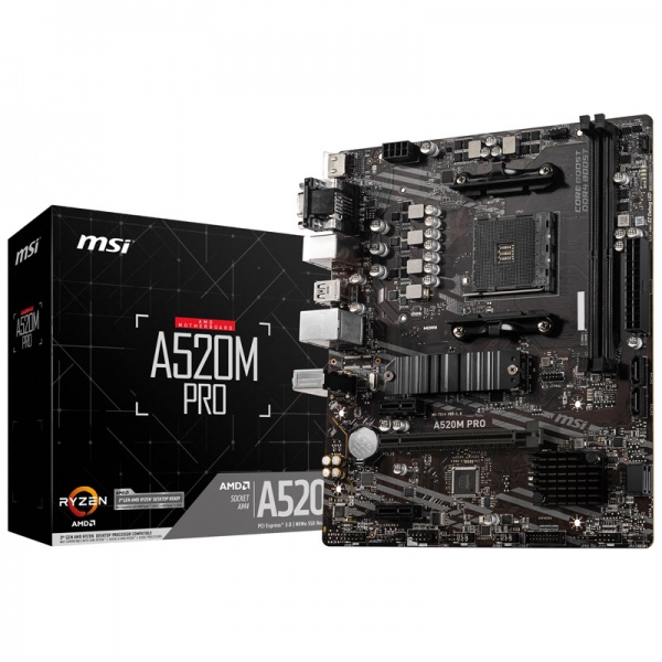  MSI A520M-A PRO Gaming Motherboard (AMD AM4, DDR4, PCIe 3.0,  SATA 6Gb/s, M.2, USB 3.2 Gen 1, DVI/HDMI, Micro-ATX) : Electronics