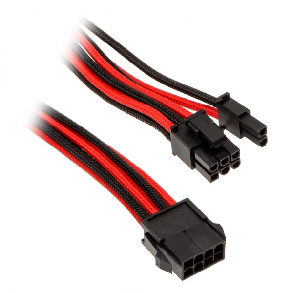 Phanteks 6 + 2-pin PCIe extension 50cm - sleeved black / red