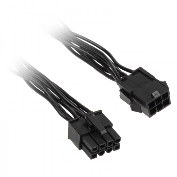 Adapter 6-pin PCIe to 8-pin CPU connector, black, 10cm