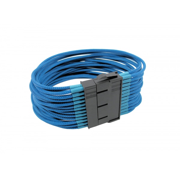 24Pin Cable Modders 30CM ATX, U-HD Braid Sleeved Extension, Aqua Blue