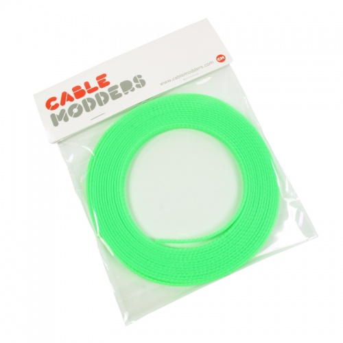 UV Green Cable Modders U-HD Retail Pack Braid Sleeving - 10mm x 5 meters