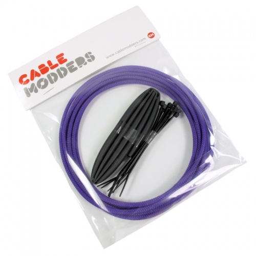 UV Purple Cable Modders High Density 4mm Braid Sleeving Kit - 3m