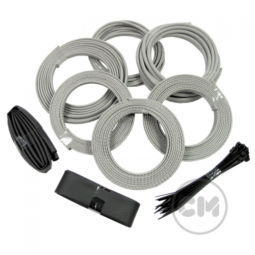 Steel Grey Cable Modders (U-HD) High Density Braid Sleeving Kit - Small