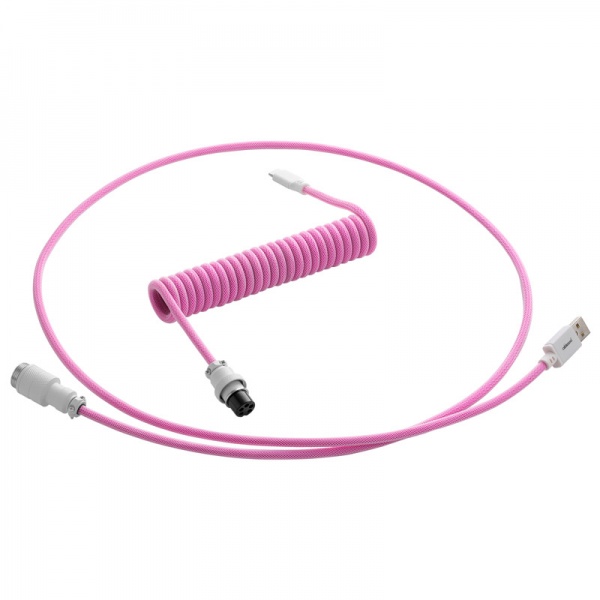 CableMod Pro Coiled Keyboard Cable USB-C to USB Type A, Strawberry Cream - 150cm