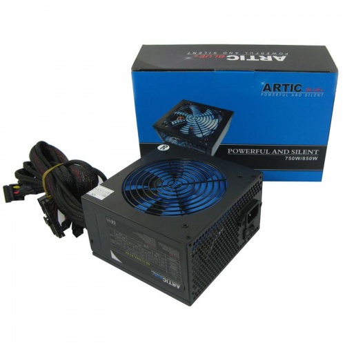 Artic 750W Black ATX Gaming PC 2x6+2Pin PCIe PSU Power Supply 120mm Blue B GRADE