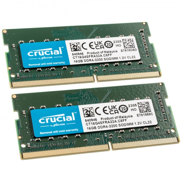 Crucial SO-DIMM, DDR4-3200, CL22 - 32GB dual kit