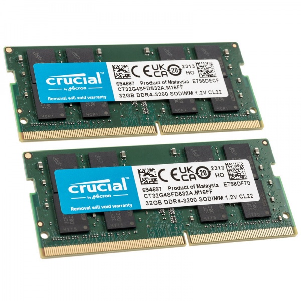 Crucial SO-DIMM, DDR4-3200, CL22 - 64GB dual kit
