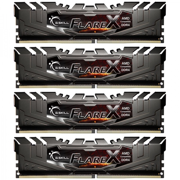G.Skill Flare X Series black, DDR4-2400 for Ryzen, CL 15 - 64 GB Quad Kit