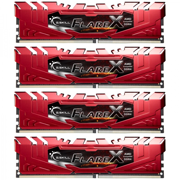 G.Skill Flare X Series red, DDR4-2400 for Ryzen, CL 16 - 32 GB Quad Kit