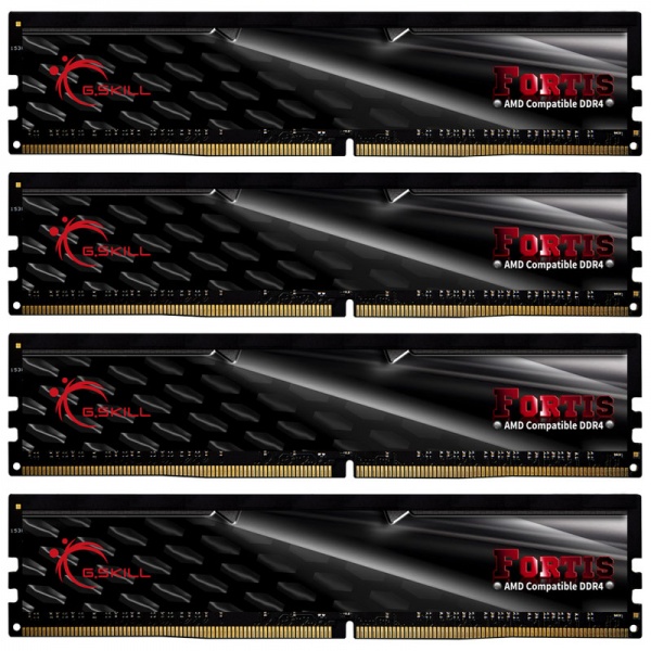 G.Skill Fortis Series black, DDR4-2400 for Ryzen, CL 16 - 32 GB Quad Kit
