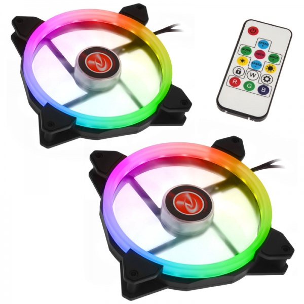 RAIJINTEK IRIS 14 Rainbow RGB LED fan, set of 2 including controller - 140mm