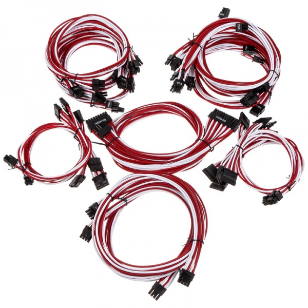 Super Flower Sleeve Cable Kit Pro - white / red