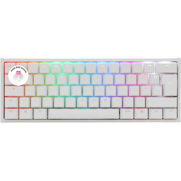 Ducky One2 White Mini Kailh BOX Silent Pink Switch RGB Backlit UK Layout Keyboard