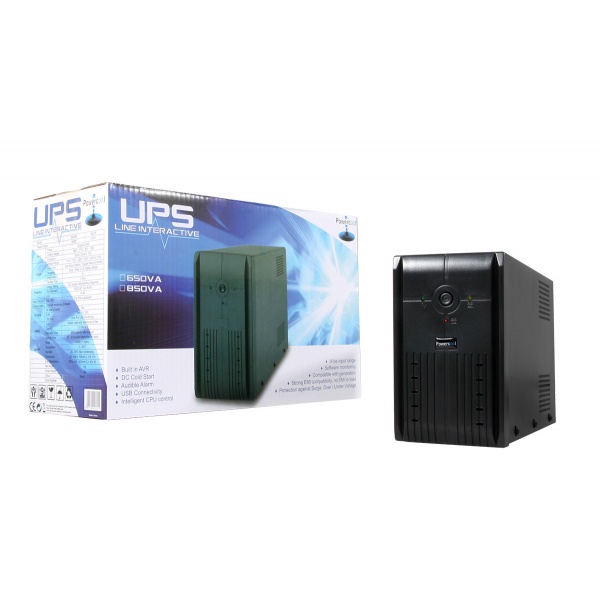 Powercool Smart UPS 850VA 2 x UK Plug RJ45 x 2 USB LED Display