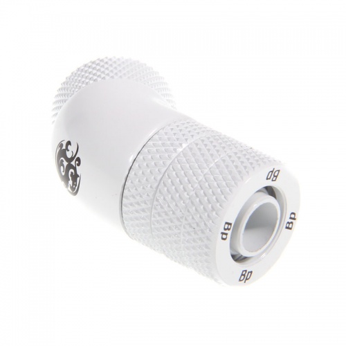 Bitspower connector 45 degrees 1/4 inch to 10/8mm - rotate, Deluxe White
