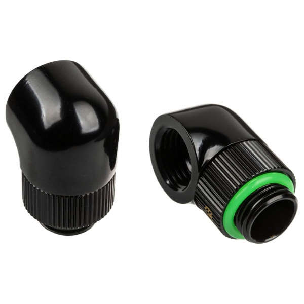 BitsPower Touchaqua adapter 90 degrees G1 / 4 inch male to G1 / 4 inch female - 2 pack, rotatable, black