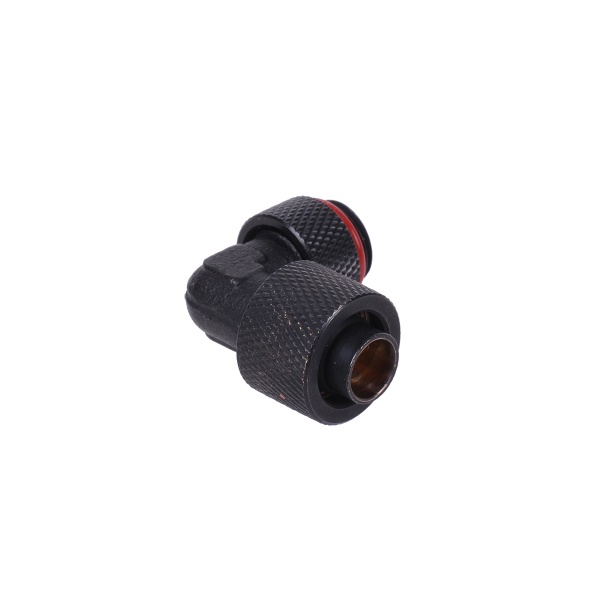 13/10mm (10x1,5mm) compression fitting 90- revolvable G1/4 - knurled - matte black