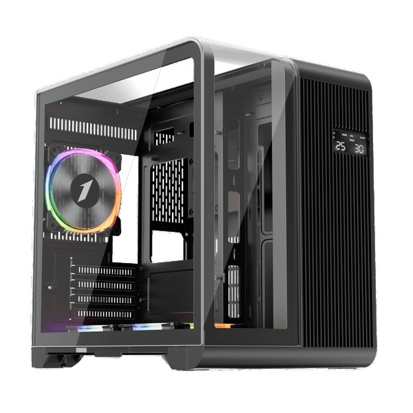1st Player RT5 Micro ATX Tempered Glass Pannel Case with 3x RGB Fans - Black