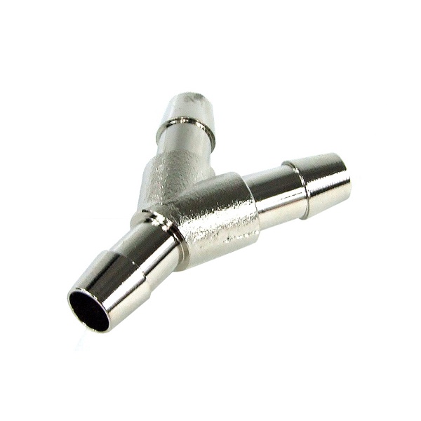 8mm (10/8mm) Y tubing connector - Brass nickel plated