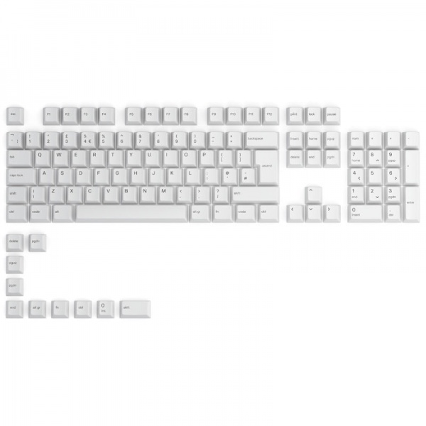 Glorious GPBT Keycaps - 115 PBT keycaps, ISO, UK layout, Arctic White