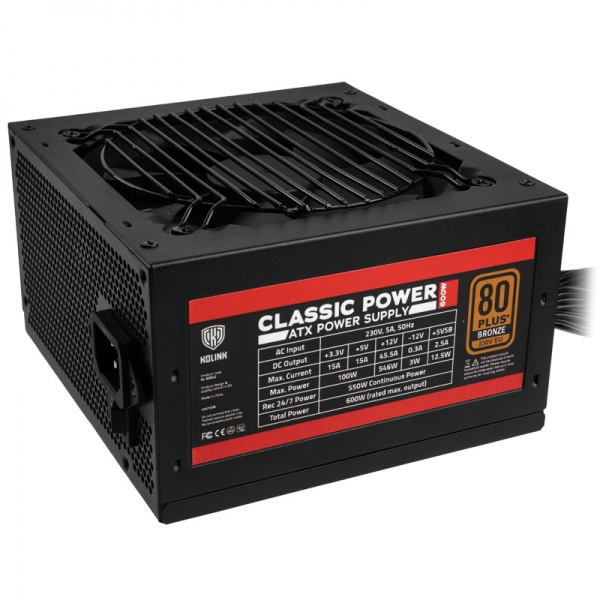 Kolink Classic Power 80 PLUS bronze power supply - 600 watts