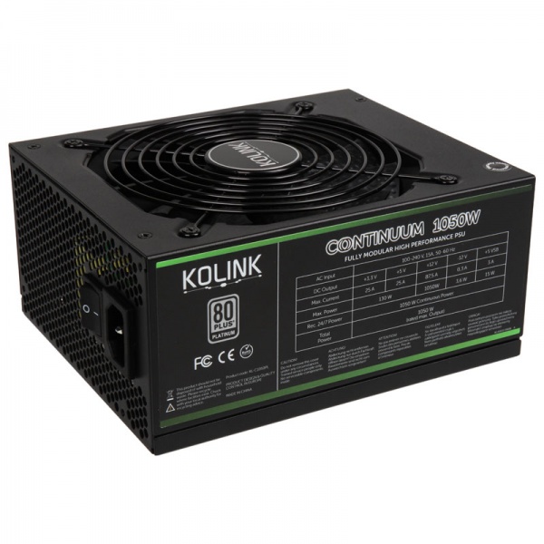 Kolink Continuum 80 Plus Platinum Power Supply, modular - 1050 Watt