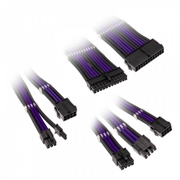 Kolink Core Adept Braided Cable Extension Kit - Jet Black/Titanium Purple