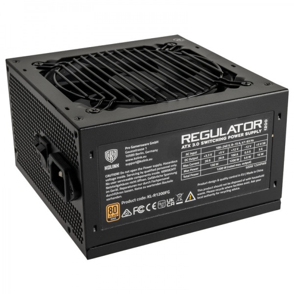Kolink Regulator 80 PLUS Gold power supply, ATX 3.0, PCIe 5.0, modular - 1200 watts