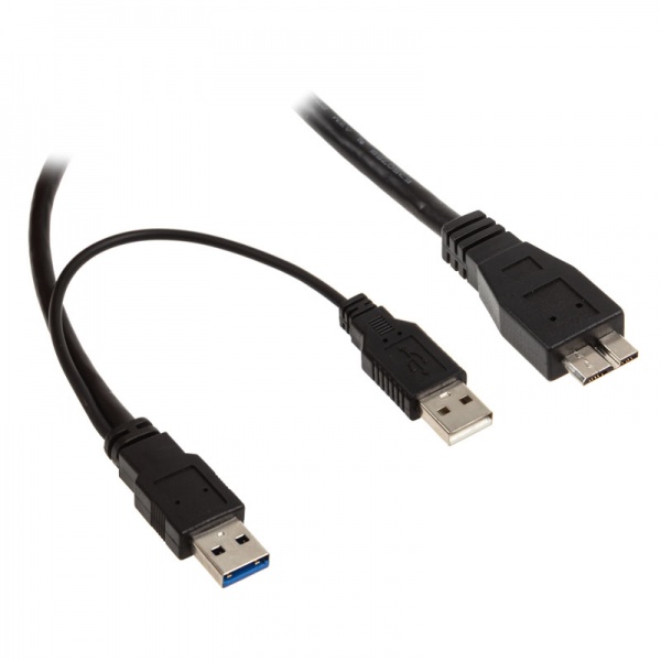 InLine 0.2m USB 3.0 Y-cable, 2x A to Micro B - black